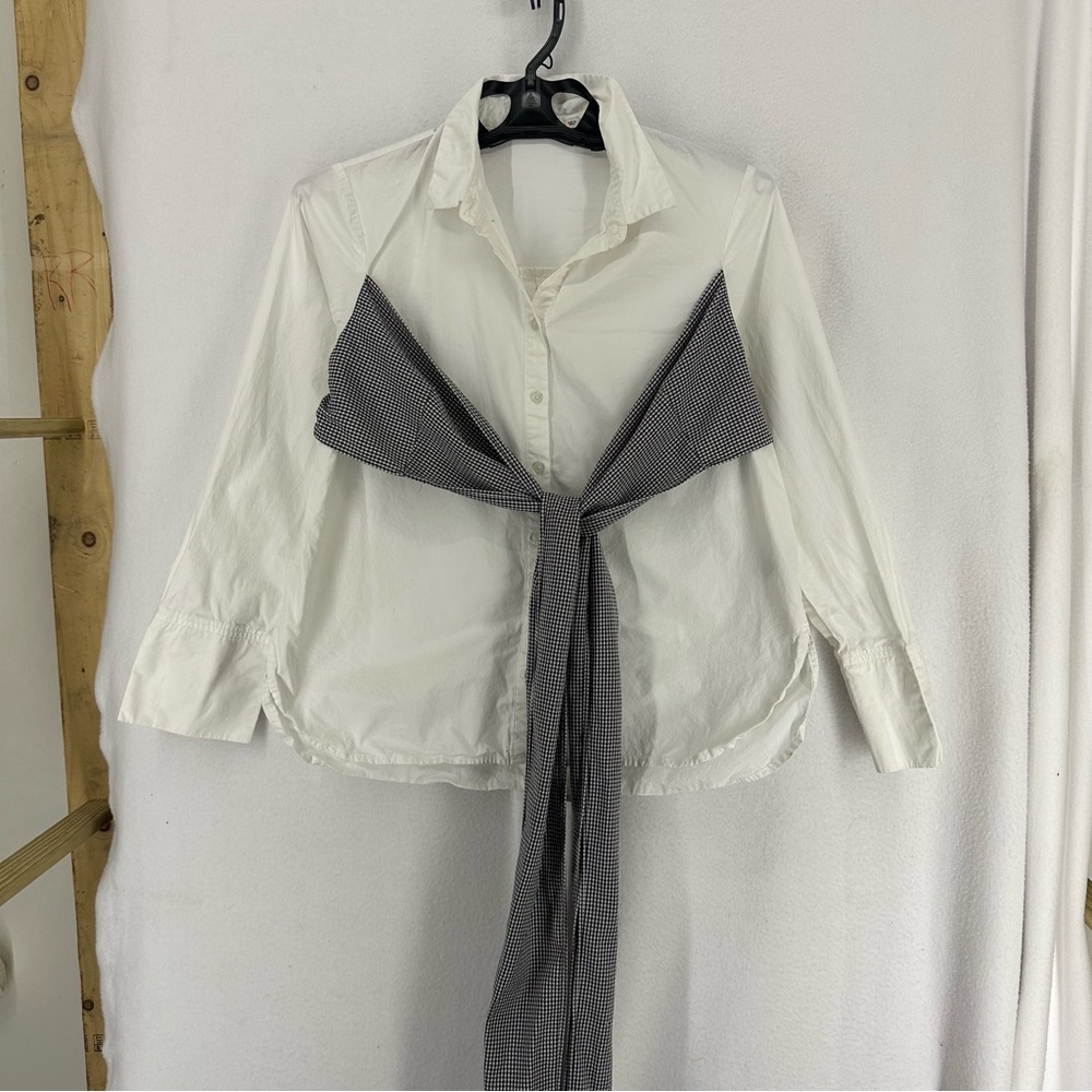 Lush Button Down Long Sleeve‎ Shirt Long Tie Medium White